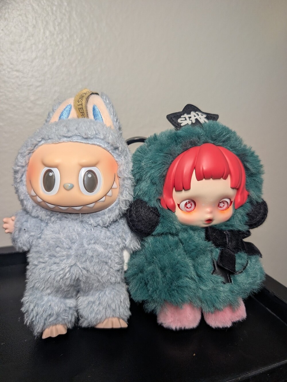 Kids Costume Plush Monster Hoodie - Gray and skullpanda Teal Faux Fur